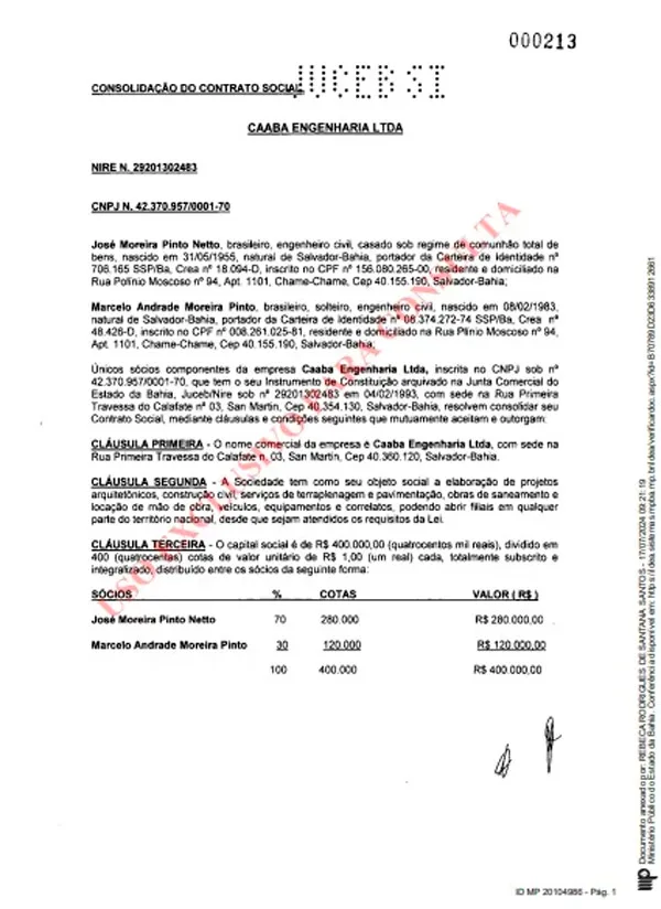 Empresa investigada pelo MPBA pertence a pai de diretor da CODEVASF, indicado por Elmar Nascimento Empresa investigada pelo MPBA pertence a pai de diretor da CODEVASF, indicado por Elmar Nascimento