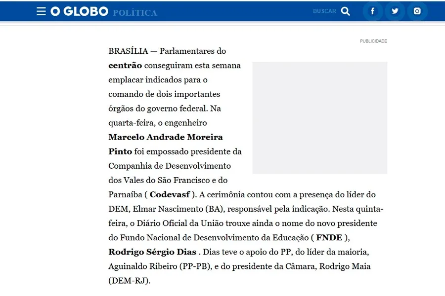Empresa investigada pelo MPBA pertence a pai de diretor da CODEVASF, indicado por Elmar Nascimento Empresa investigada pelo MPBA pertence a pai de diretor da CODEVASF, indicado por Elmar Nascimento