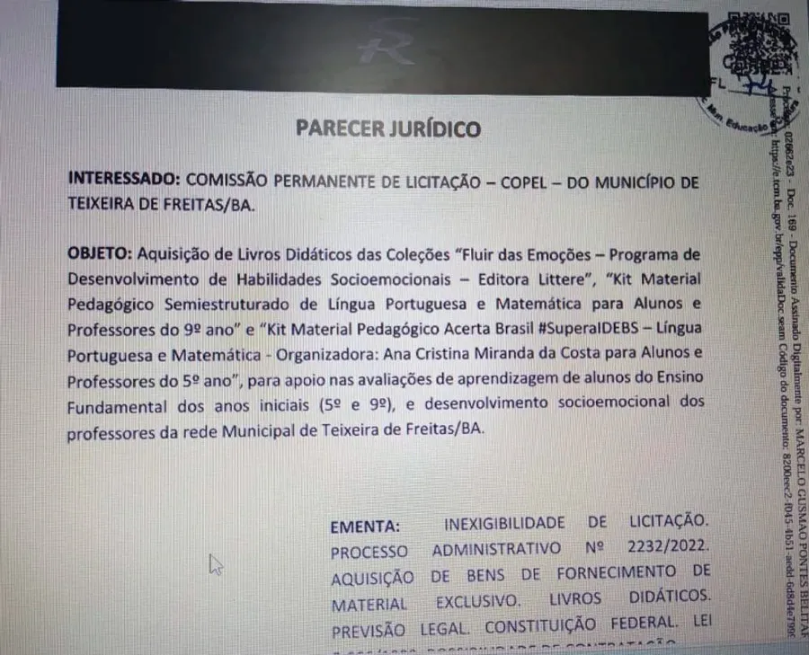 MPF investiga suposto esquema de corrupção na compra de livros didáticos em Teixeira de Freitas MPF investiga suposto esquema de corrupção na compra de livros didáticos em Teixeira de Freitas