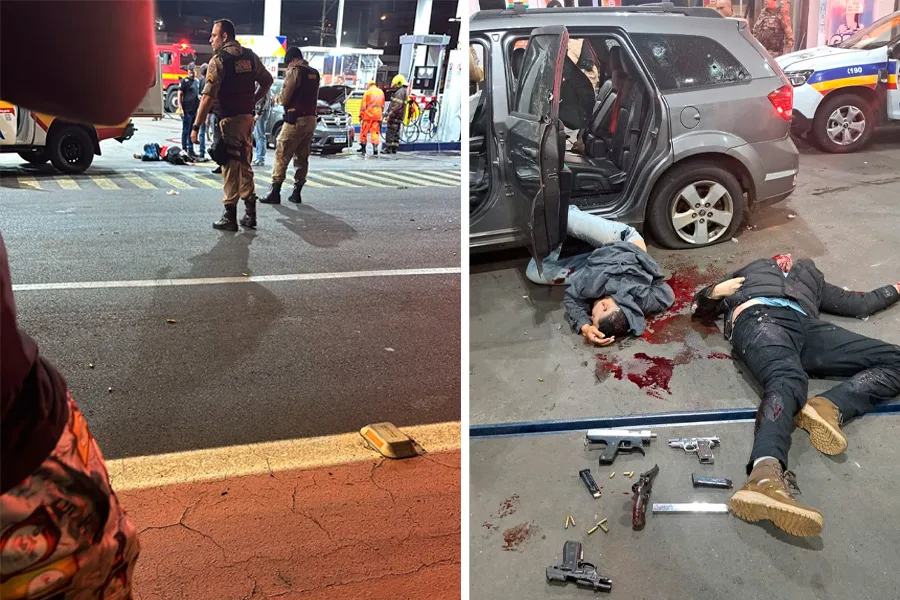 Confronto com a PM termina com cinco mortos em posto de combustíveis de Araguari Confronto com a PM termina com cinco mortos em posto de combustíveis de Araguari