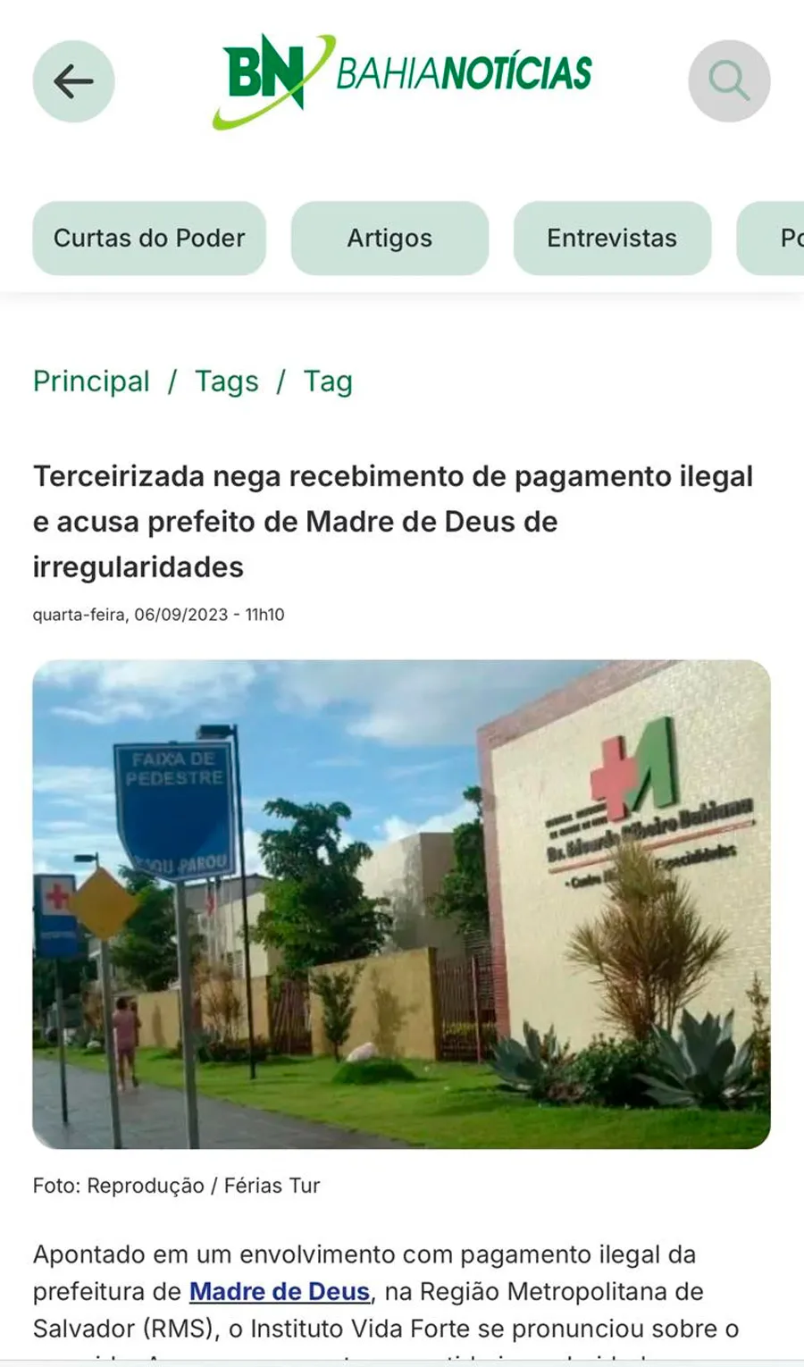 Saúde Municipal é cedida à empresa envolvida em escândalo, segundo o MPBA e noticiado no Bahia Notícias