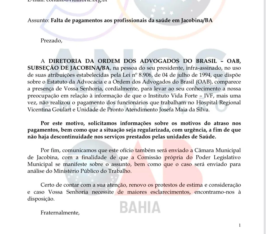 Saúde Municipal é cedida à empresa envolvida em escândalo, segundo o MPBA e noticiado no Bahia Notícias