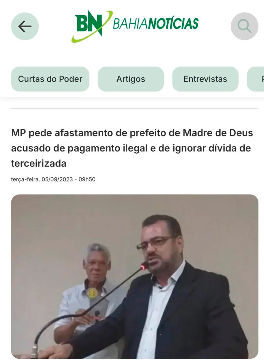 Saúde Municipal é cedida à empresa envolvida em escândalo, segundo o MPBA e noticiado no Bahia Notícias
