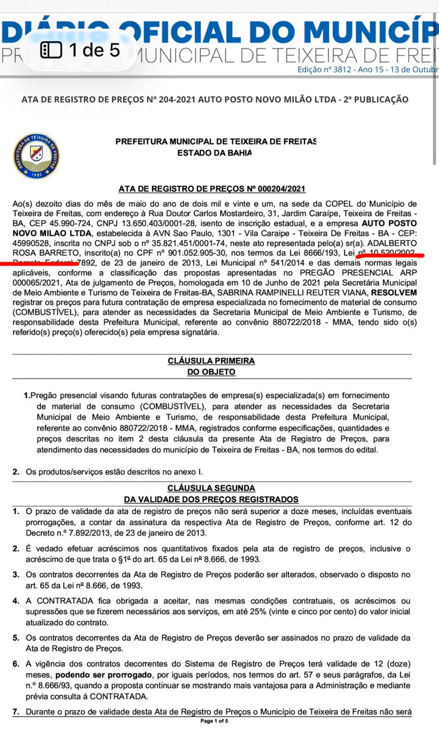 Investigação da PF pode chegar à Prefeitura de Teixeira de Freitas Investigação da PF pode chegar à Prefeitura de Teixeira de Freitas