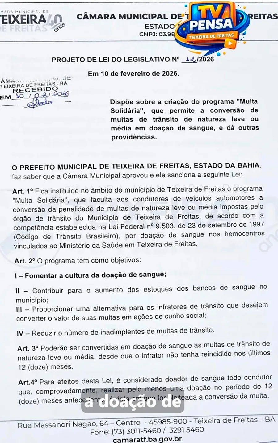 Taí!!! Jonatas, Pres. da Câmara, quando pensa com calma vem coisa boa! 
