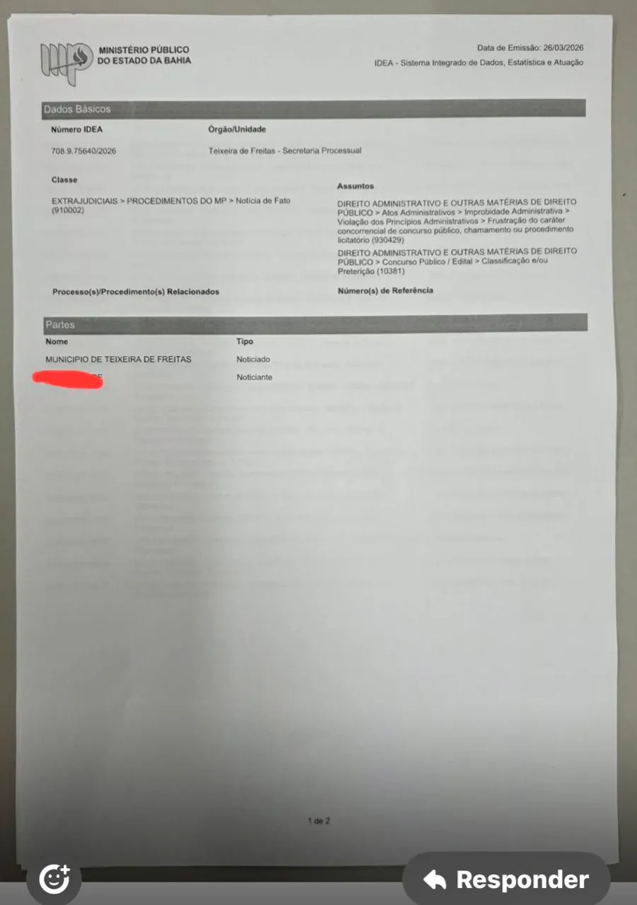 Documentos do MPBA e do MPC contra a PMTF estão no TDF News