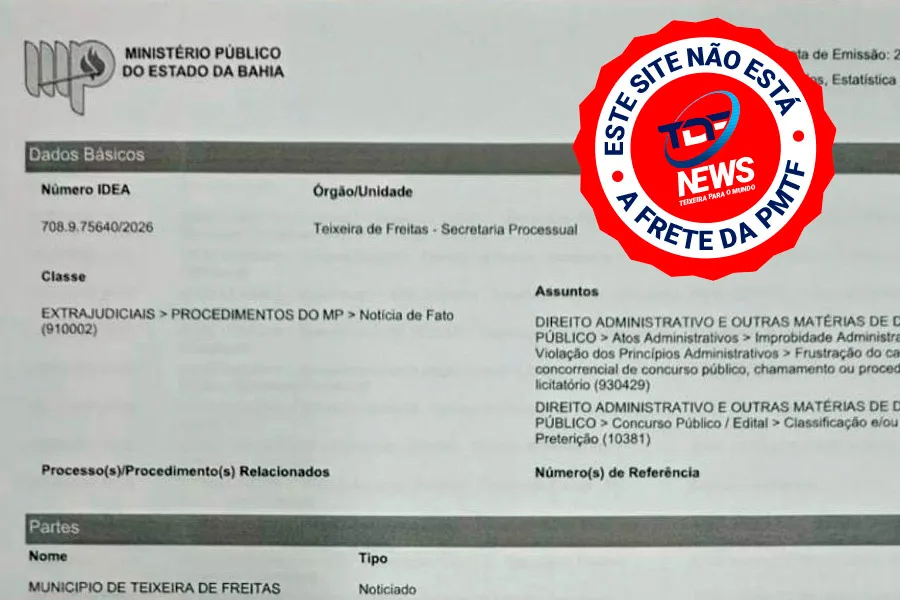 Documentos do MPBA e do MPC contra a PMTF estão no TDF News